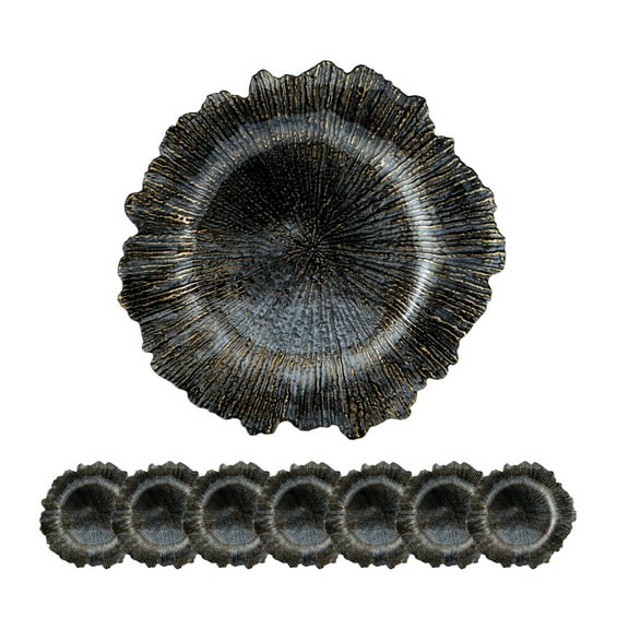 Round Charger Plates Set of 8, Plastic Chargers for Table Setting, Wedding Decor, Receptions, Birthday, 13", Black