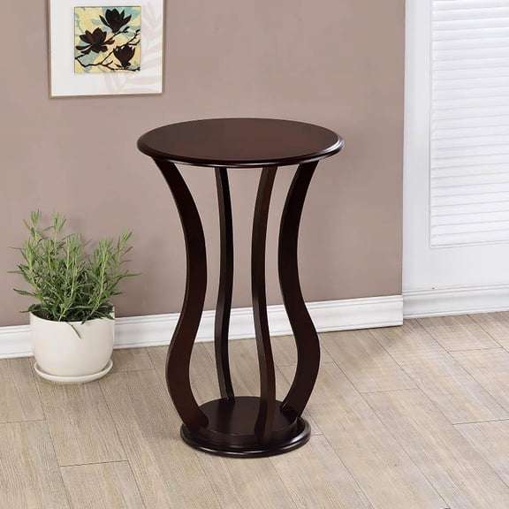Round Cherry Accent Table for Coffee & End Use in Living Room Offers Unique Design