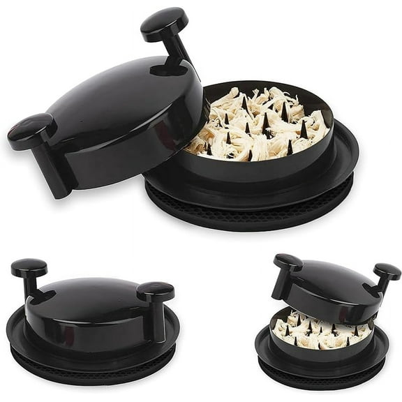 Round Chicken Shredder Tool Twist For Shredding Chicken-kitchen meat shredder tool twist with Handles and Non-Skid Base-BPA Free Plastic Chicken Grinder Shredder 8 Inches (Black)