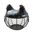 thumbnail image 1 of Round Chicken Wire Egg Baskets, Rustic Metal Egg Baskets for Fresh Eggs with Handle, Egg Holder Countertop Basket with Ceramic Lids, Country Farmhouse Vintage Style Gathering, 1 of 3