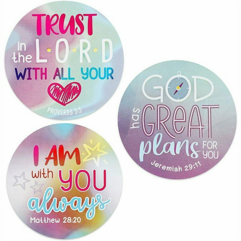 Round Christian Bible Verse Stickers for Kids (2 in, 500 Pieces)