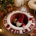 thumbnail image 1 of Round Christmas Optical Illusion Doormat, Non Slip Winter Floor Rug with Faceless Santa Figure Snowflakes Stocking Print, Holiday Entryway Carpet, 23.62x23.62 inch, 1 of 6