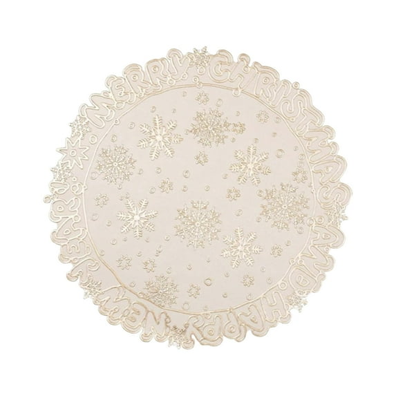 Round Christmas Snowflake Table Mat – Waterproof Heat-Resistant Holiday Placemats for Christmas Table Decor, Party Supplies