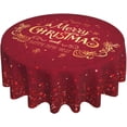 thumbnail image 1 of Round Christmas Tablecloth 60 Inch Gold Happy New Years Snowflake Decorative Red Round Table Cloth with Dust-Proof Wrinkle Resistant for Home Kitchen Dining Room Patio Outdoor Picnic Party, 1 of 6