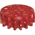 thumbnail image 1 of Round Christmas Tablecloth 60 Inch,Red Gold Snowflake Tablecloth,Winter Holiday Xmas Table Cloth Waterproof Washable Polyester Table Cover for Home Rustic Farmhouse Dining Table Decorations, 1 of 6
