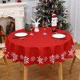 thumbnail image 1 of Round Christmas Tablecloth 60 Inch Round Table Cover, Snowflake Chirstmas Table Cloth Indoor Xmas Decorative Table Cover for Party Kitchen Dining Room, Red, 1 of 1