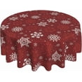 thumbnail image 1 of Round Christmas Tablecloth 60 Inch Winter Dark Red and White Snowflakes Print Table Cloth Xmas Holiday Decoration Table Covers for Party Dining Kitchen Home Picnic Camping Patio, 1 of 6