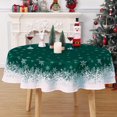 thumbnail image 1 of Round Christmas Tablecloth 60 Inch Xmas Round Table Cover, Green Snowflake Christmas Tablecloth Indoor Decorative Table Cover for Outdoor Holiday Party Kitchen Dining Room, 1 of 6