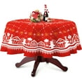 thumbnail image 1 of Round Christmas Tablecloth, Christmas Table Cloth Round Winter Snowflake Xmas Holiday Tablecloth For Christmas Decor, Waterproof Wrinkle Free Red Christmas Round Tablecloth For Round Tables 60 X 60, 1 of 6