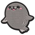 thumbnail image 1 of Round Chubby Spotted Seal Floating Applique Multi-Color Embroidered Hook & Loop Patch - 2.5 Inch Small, 1 of 5