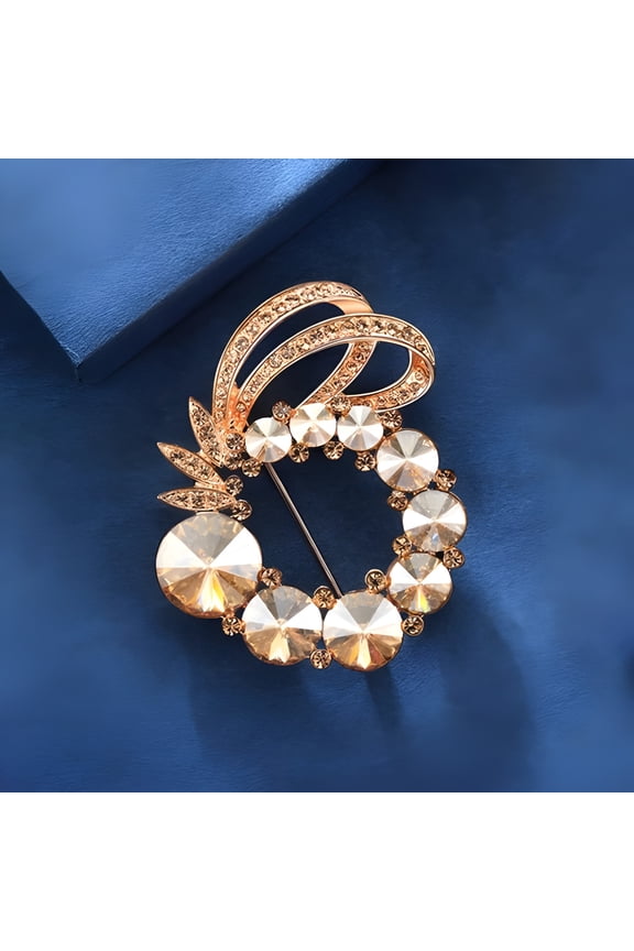 Round Circle Brooch Rhinestone Crystal Brooch 18k Gold Plated Lapel Pin Jewelry Gifts for Women Men ﻿