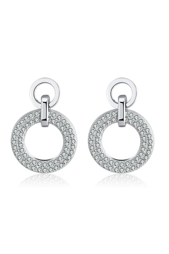 Round Circle Drop Earrings for Women Sterling Silver Clear Cz Ginger Lyne Collection