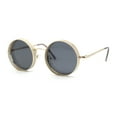 thumbnail image 1 of Round Circle Lens Dimensional Binocular Rim Metal Frame Hustler Sunglasses Gold - Black, 1 of 4