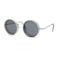 thumbnail image 1 of Round Circle Lens Dimensional Binocular Rim Metal Frame Hustler Sunglasses Silver - Black, 1 of 4