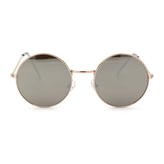 Round Circle Lens Metal Rim Silver Mirror Hippie Sunglasses Gold