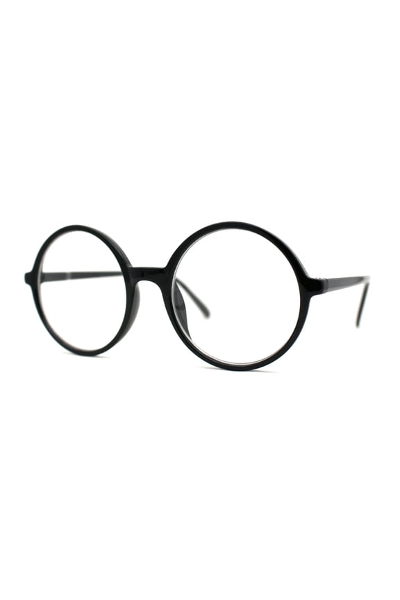 Round Circle Lens Wizard Plastic Mod Fashion Clear Lens Glasses Black Clear (Kids, Children 4-12)