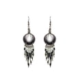 thumbnail image 1 of Round Circle with Hole Silk Thread Long Beaded Metal Dangles Earrings - Women Fashion Handmade Jewelry Boho Accessories, 1 of 4