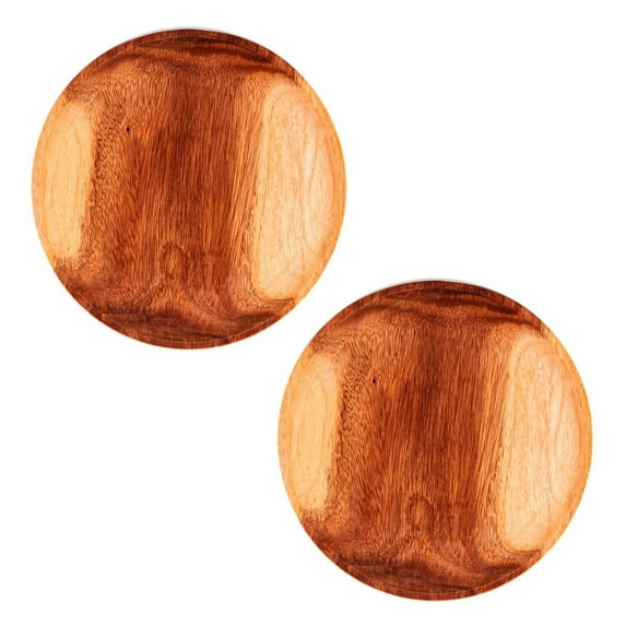 Round Classic Acacia Wood Salad Plate 2-Pack
