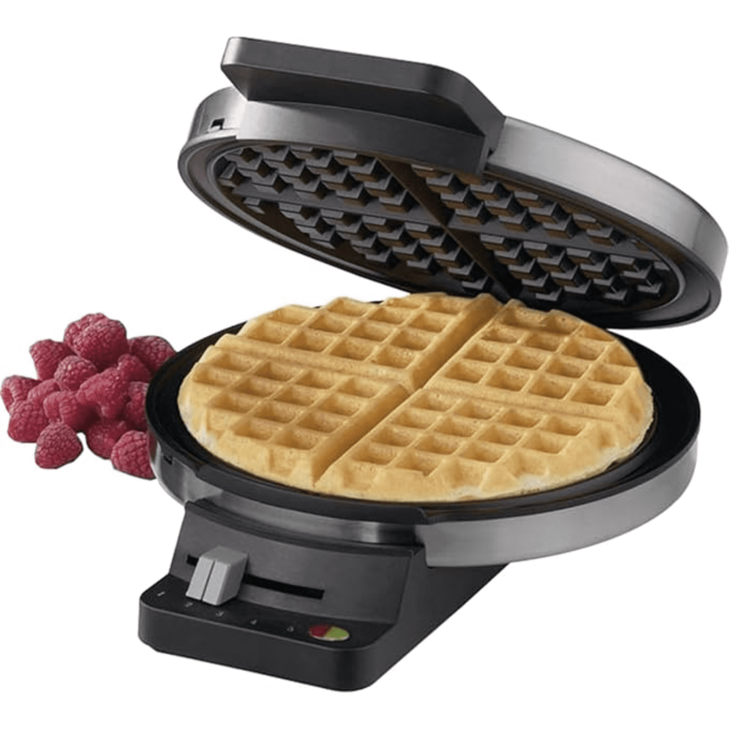 Round Classic Waffle Maker, Brushed Stainless,Silver