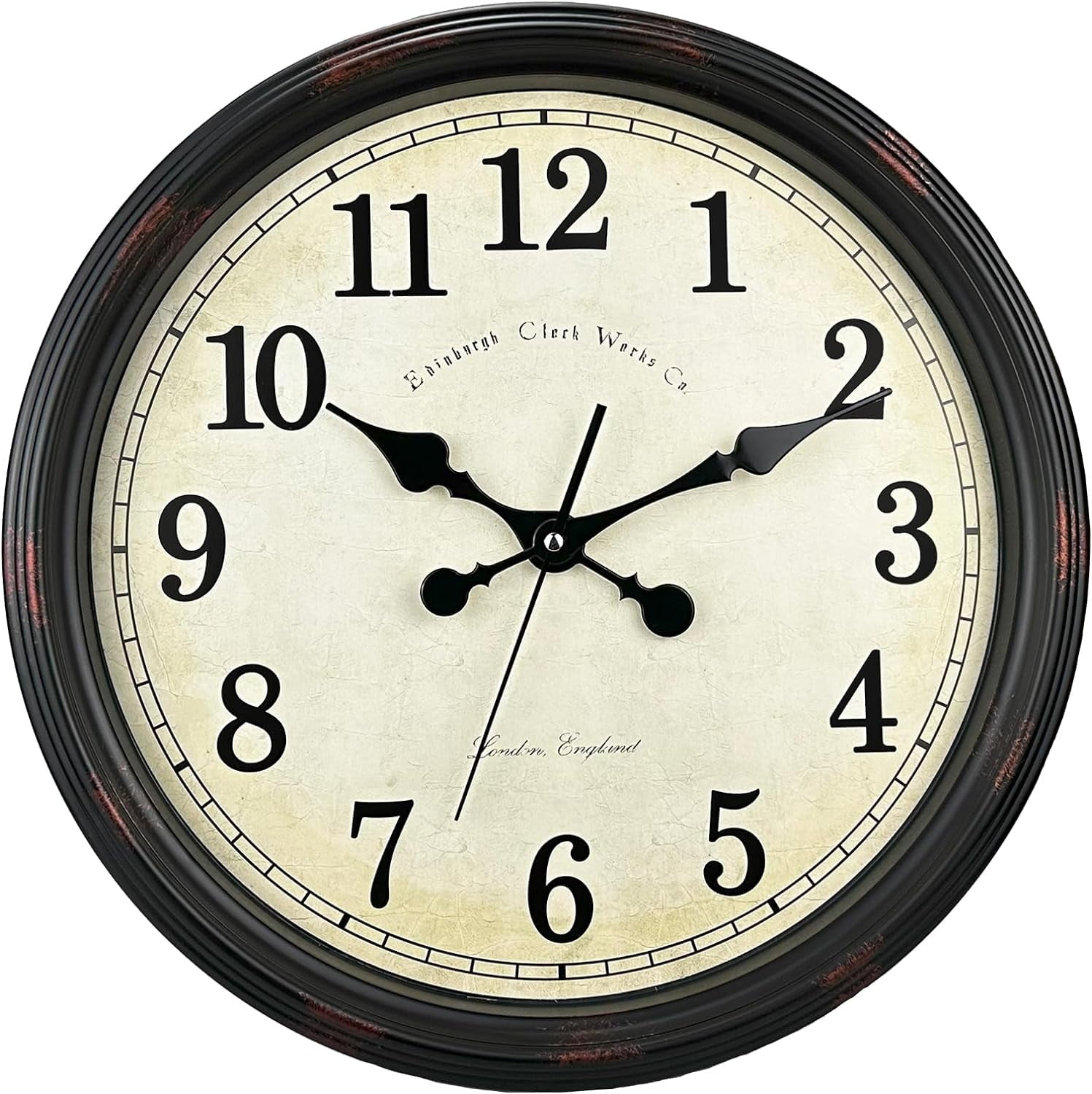 DIYZON Round Classic Wall Clock Silent Non Ticking 16 Inch Extra Large Quality Quartz Vintage Clock, Rome Retro Decorate Clock Battery Operated, Easy