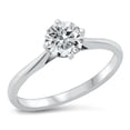 thumbnail image 1 of Round Clear CZ Engagement Solitaire Ring .925 Sterling Silver Band White Jewelry Female Size 4, 1 of 4