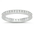 thumbnail image 1 of Round Clear CZ Eternity Stackable Ring Sterling Silver Size 7, 1 of 3
