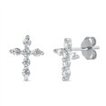thumbnail image 1 of Round Clear CZ Small Cross Stud Earring Sterling Silver, 1 of 2