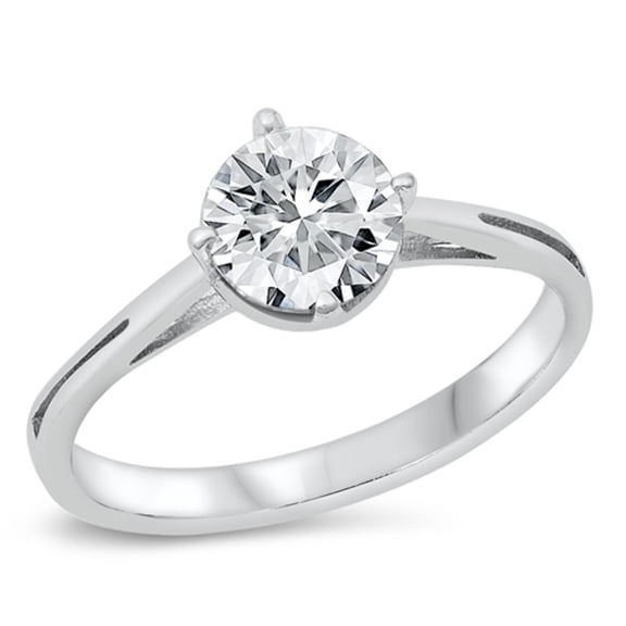 Round Clear CZ Solitaire Wholesale Ring .925 Sterling Silver Band White Jewelry Female Size 8