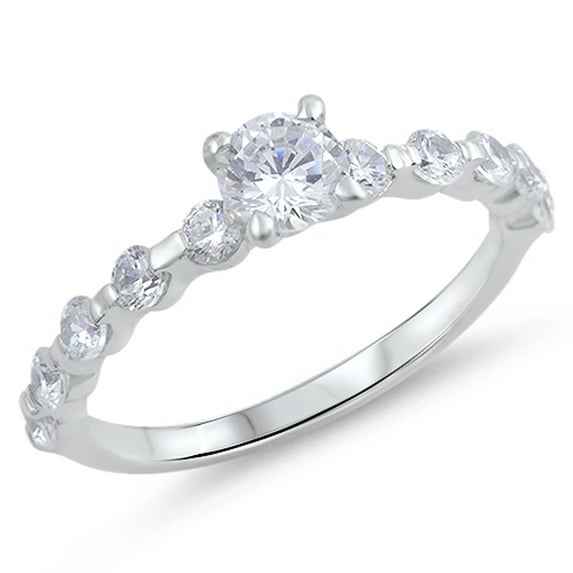 Round Clear CZ Wholesale Wedding Ring .925 Sterling Silver Band White Jewelry Female Size 9