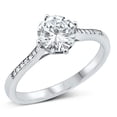 thumbnail image 1 of Round Clear Cubic Zirconia Center Engagement Ring Sterling Silver Size 8, 1 of 3