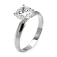 thumbnail image 1 of Round Clear Cubic Zirconia Classic Solitaire Ring Rhodium Plated Sterling Silver Size 9, 1 of 2