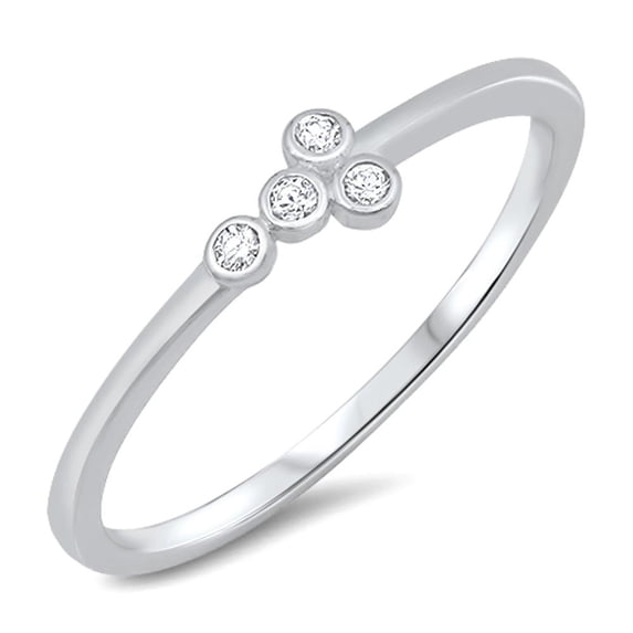Round Clear Cubic Zirconia Cross Ring 925 Sterling Silver Band White Jewelry Female Male Size 6