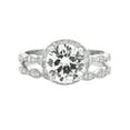 thumbnail image 1 of Round Clear Cubic Zirconia Flower Design Stackable Set Ring Sterling Silver Size 8, 1 of 3