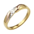 thumbnail image 1 of Round Clear Cubic Zirconia Mens Wedding Band Ring Tri Tone Plated Sterling Silver Size 11, 1 of 3