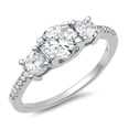 thumbnail image 1 of Round Clear Cubic Zirconia Three Stone Center Ring Sterling Silver Size 10, 1 of 3