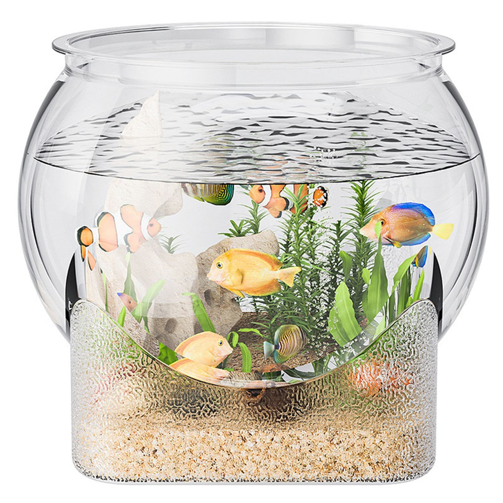 Rundes Desktop-Aquarium Aus PET - 360° Klarsichtbecken Für Bettafische & Schildkröten