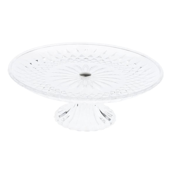 Round Clear Dish Platters Plate Food Serving Tray With Base, , Fine polished surface, smooth, simple and stylish design 35x11cm