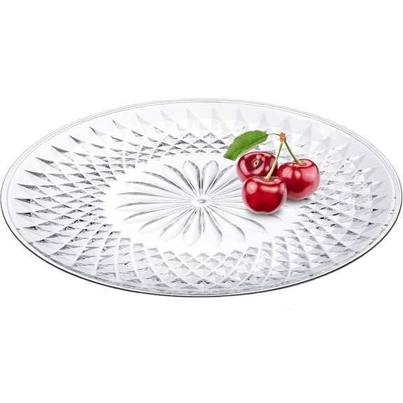Round Clear Fruit Tray,Acrylic Snack Plate,Plastic Appetizer Serving Dish,Crystal Candy Tray,Dried Fruit Plate,Party Food Plates,for Birthday Wedding Supplies 10 Inch