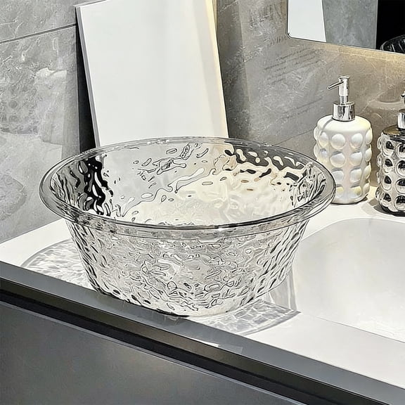 Round Clear PET Wash Basin With Hanging Hole - Thickened Plastic Laundry Tub For Home Kitchen Fruit Washing 10-14in