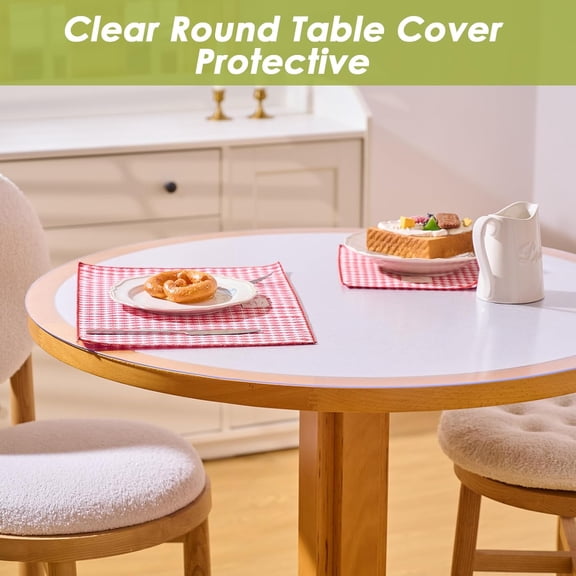 Round Clear Table Protector 48 Inch, 2.0mm Thick Heavy Duty Table Pad, Waterproof Heat Resistant Tablecloth Dining Table Cover for Wood Glass Marble Tables