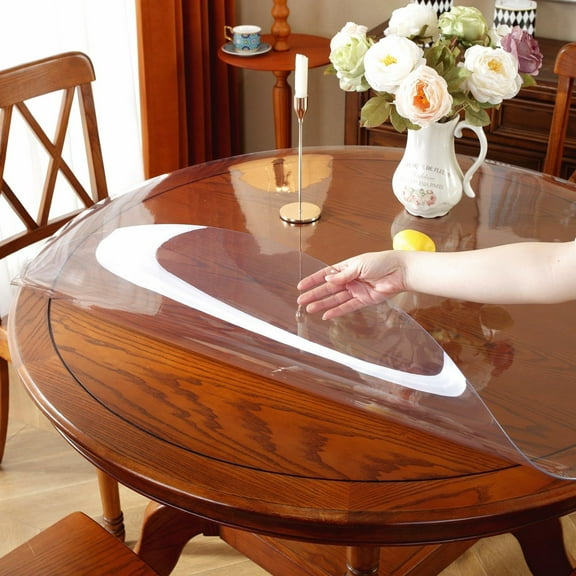 Round Clear Table Protector 52 Inch Heat Resistant PVC