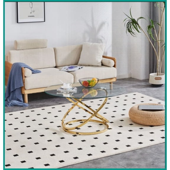 Round Clear Tempered Glass Coffee Table for Living Room, Stainless Steel Feet, Easy to Clean & Durable