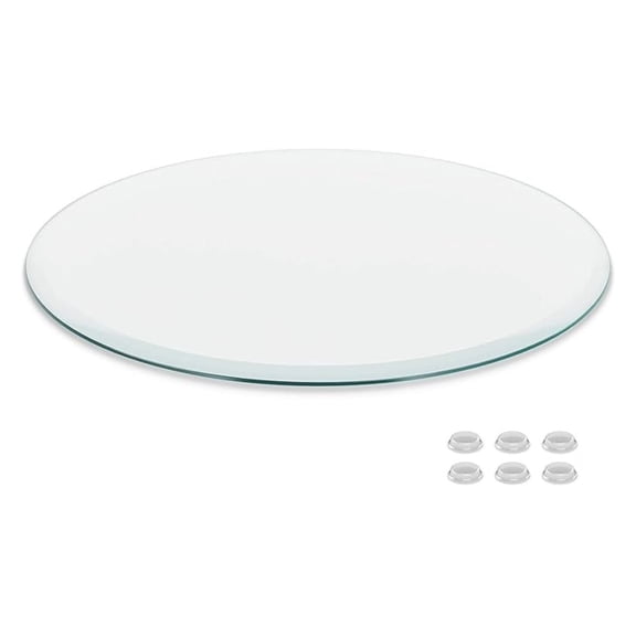 Round Clear Tempered Glass Table Top Protector with Beveled Edge, 36-Inch