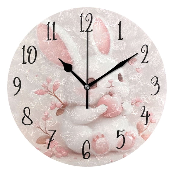 Round Clock Black Clock 9.84*9.84 Inch Round Art Clock Decorative Clock Creative Clock Dual-Purpose Clock Wall Clock Clock Fashion Decoration Apple-eating Rabbit