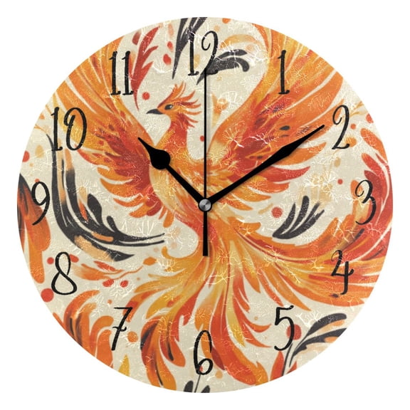Round Clock Black Clock 9.84*9.84 Inch Round Art Clock Decorative Clock Creative Clock Dual-Purpose Clock Wall Clock Clock Fashion Decoration Beautiful Golden Phoenix