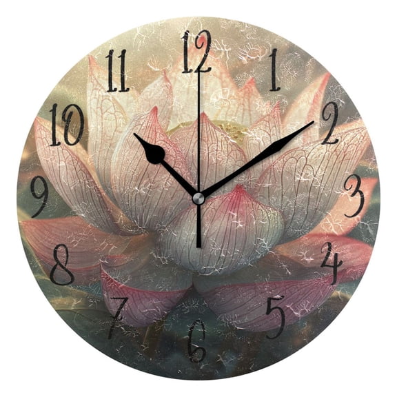 Round Clock Black Clock 9.84*9.84 Inch Round Art Clock Decorative Clock Creative Clock Dual-Purpose Clock Wall Clock Clock Fashion Decoration Beautiful Big Lotus