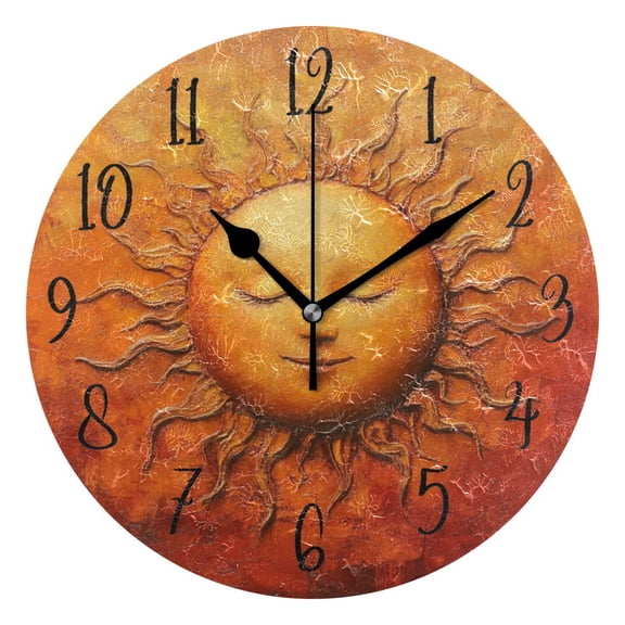 Round Clock Black Clock 9.84*9.84 Inch Round Art Clock Decorative Clock Creative Clock Dual-Purpose Clock Wall Clock Clock Fashion Decoration Beautiful Cool Sun
