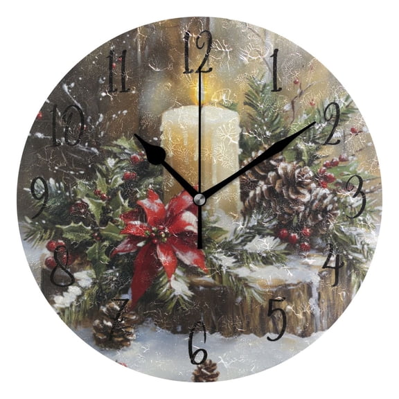 Round Clock Black Clock 9.84*9.84 Inch Round Art Clock Decorative Clock Creative Clock Dual-Purpose Clock Wall Clock Clock Fashion Decoration Beautiful Candle Pictures