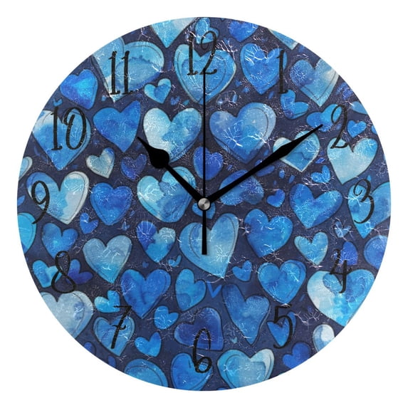 Round Clock Black Clock 9.84*9.84 Inch Round Art Clock Decorative Clock Creative Clock Dual-Purpose Clock Wall Clock Clock Fashion Decoration Blue Cartoon Heart