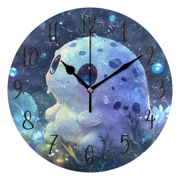 Round Clock Black Clock 9.84*9.84 Inch Round Art Clock Decorative Clock Creative Clock Dual-Purpose Clock Wall Clock Clock Fashion Decoration Blue Cartoon Monster